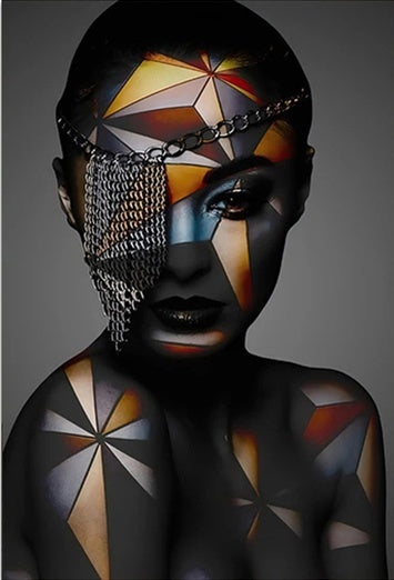 Geometric Makeup African Black Woman Canvas Painting Wall Art Poster
