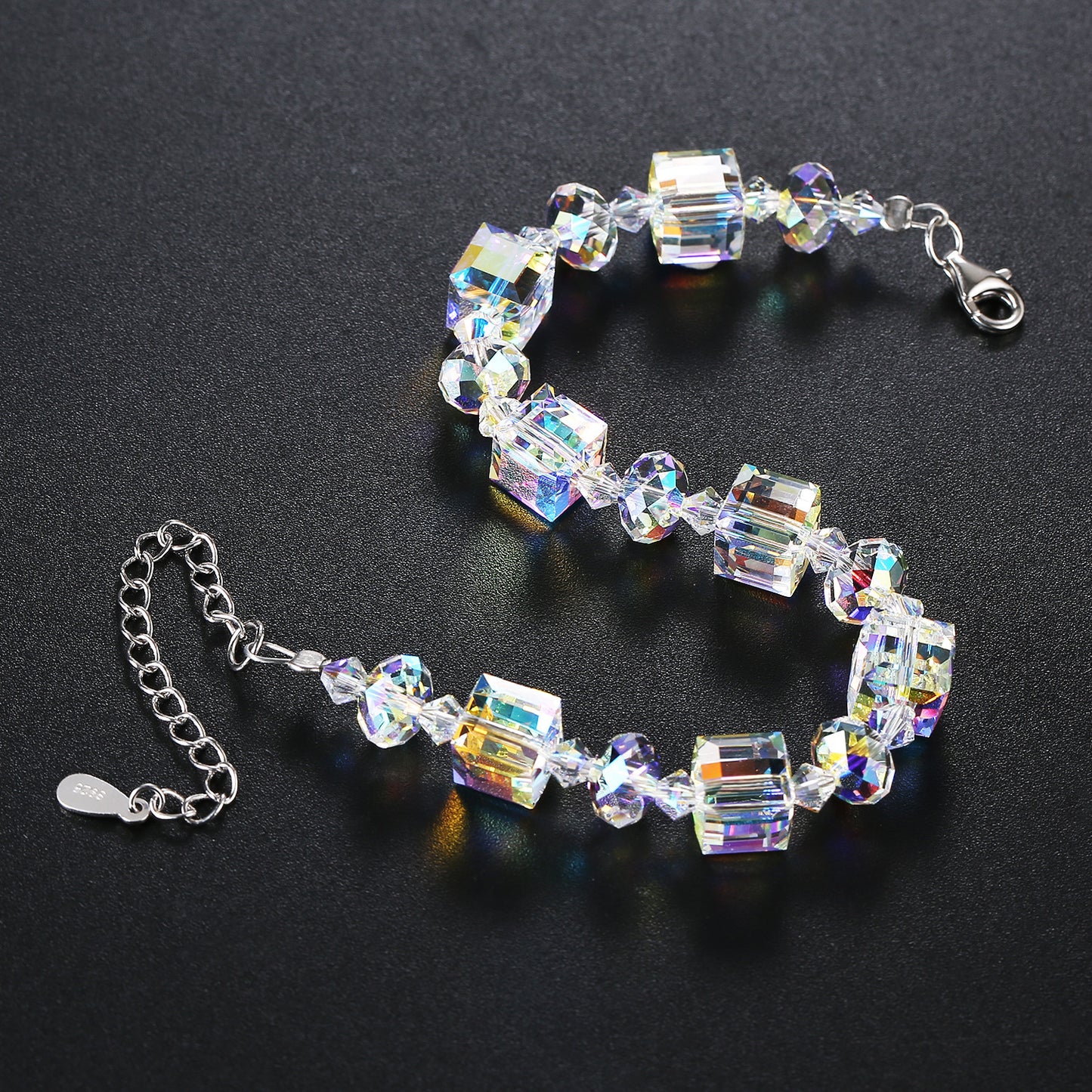 S925 Silver Austrian Beaded Crystal Bracelet