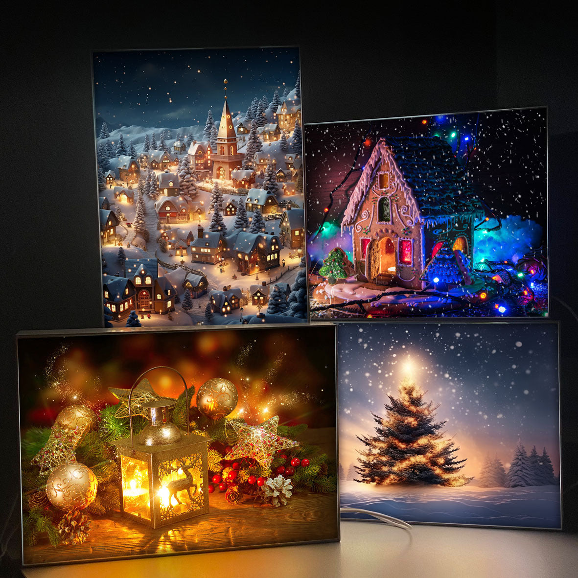 (TINY * Size: Large size 30.4*21.5 * 3cm, medium size 21.5*15.5 * 3cm) Changsha Night View Light Painting Desktop Two-dimensional Sketch Atmosphere Three-color Led Luminous Paint